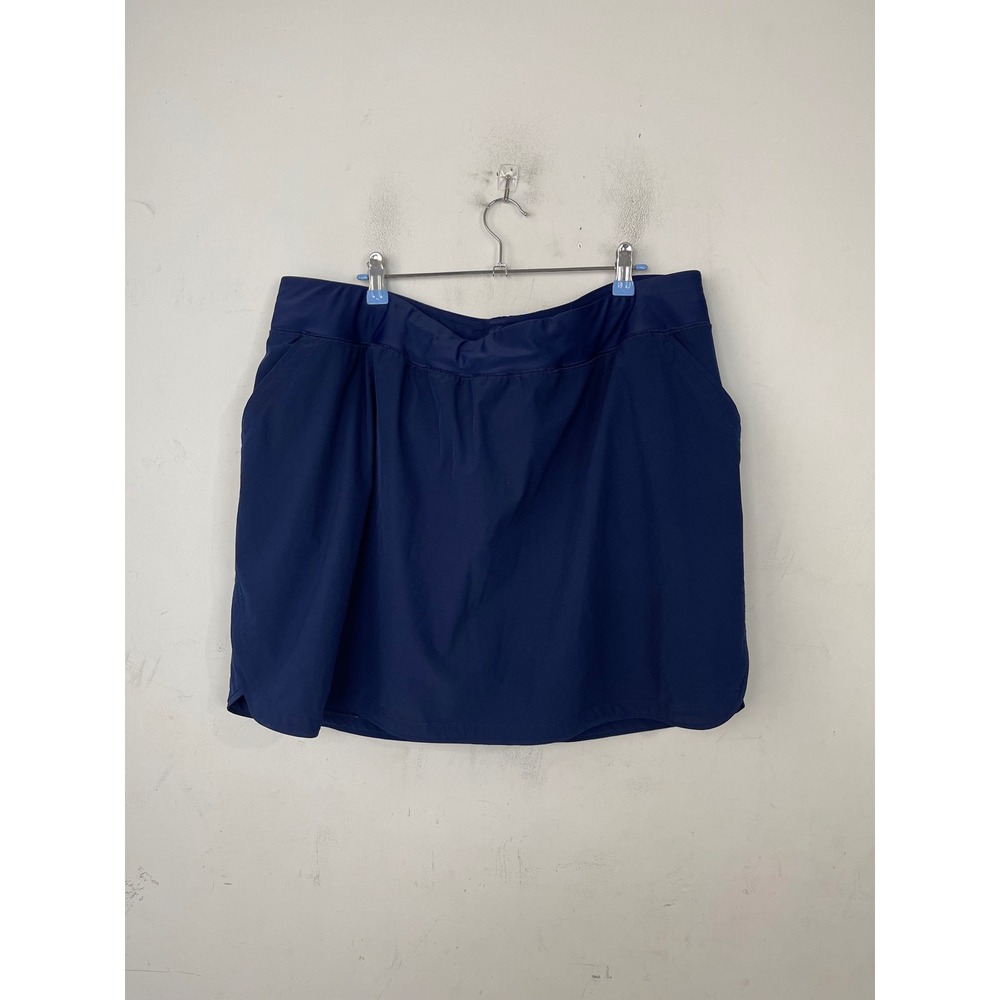 Lands End Womens Plus 22W Navy Blue Active Swim Skort Elastic Waist Pockets